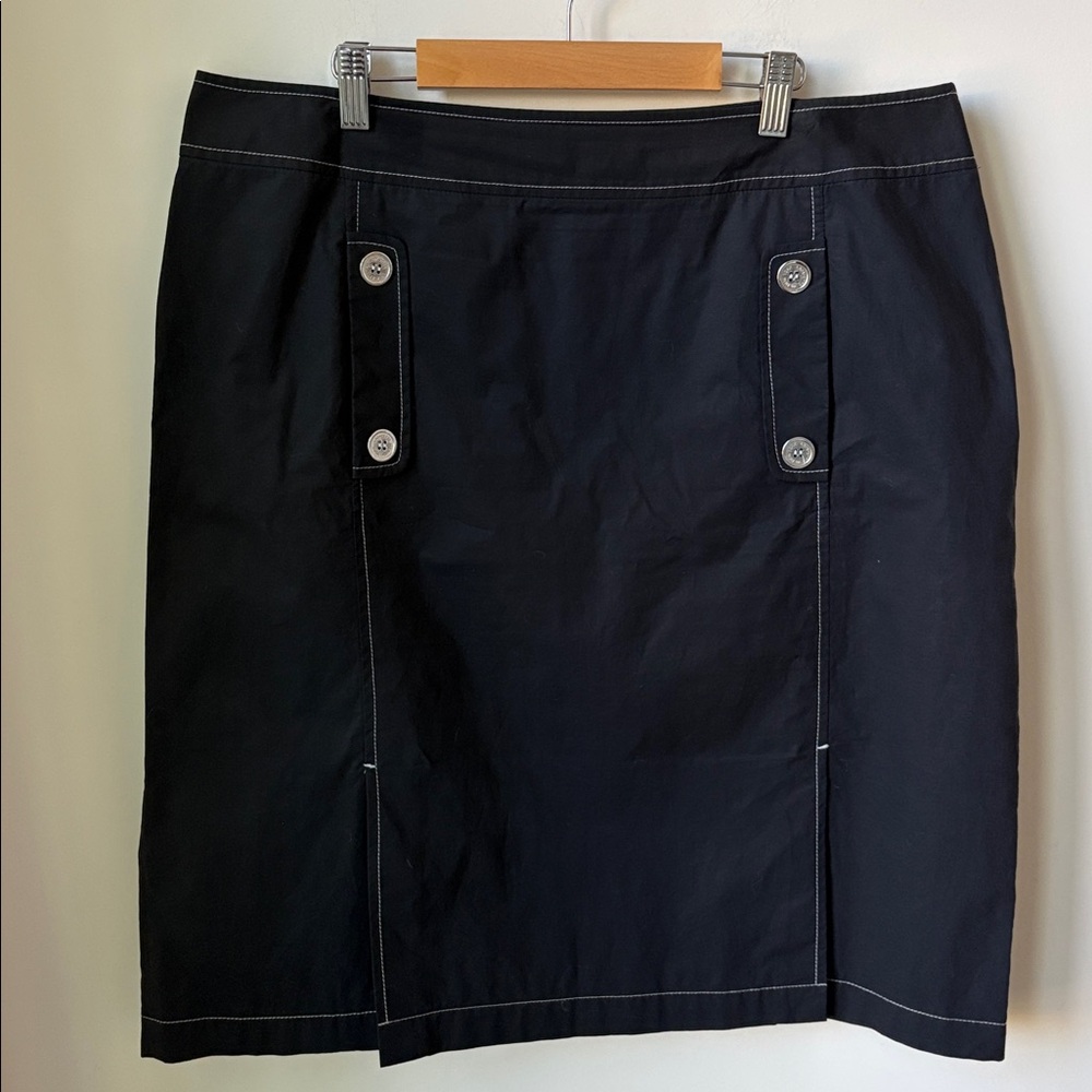Lafayette 148 Nautical Cotton Blend Skirt in Black Pockets Vacation Size 14